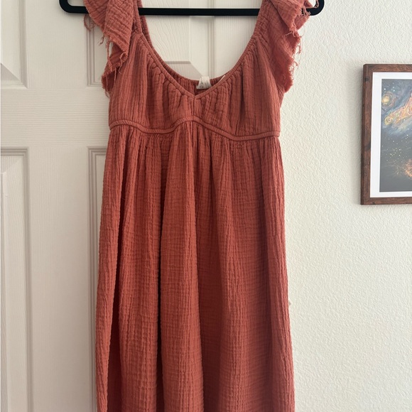Roxy Ruffled Sleeve Rust Dress - Picture 3 of 6